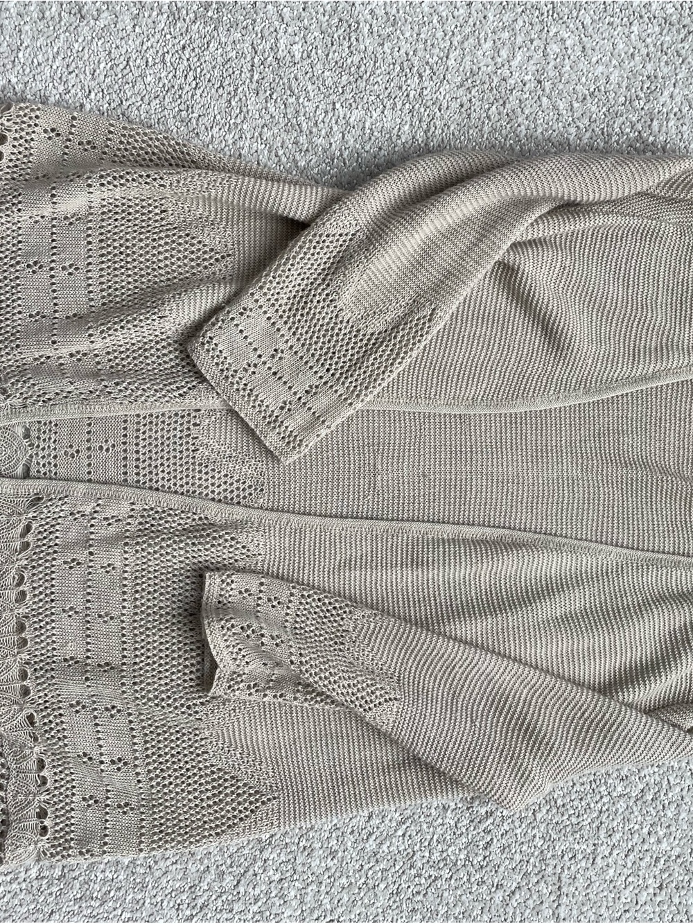 Beige Crochet Open Knit Cardigan